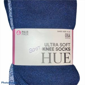 Hue Boot 4 Pairs Warm Soft Socks NEW Blues & Grays